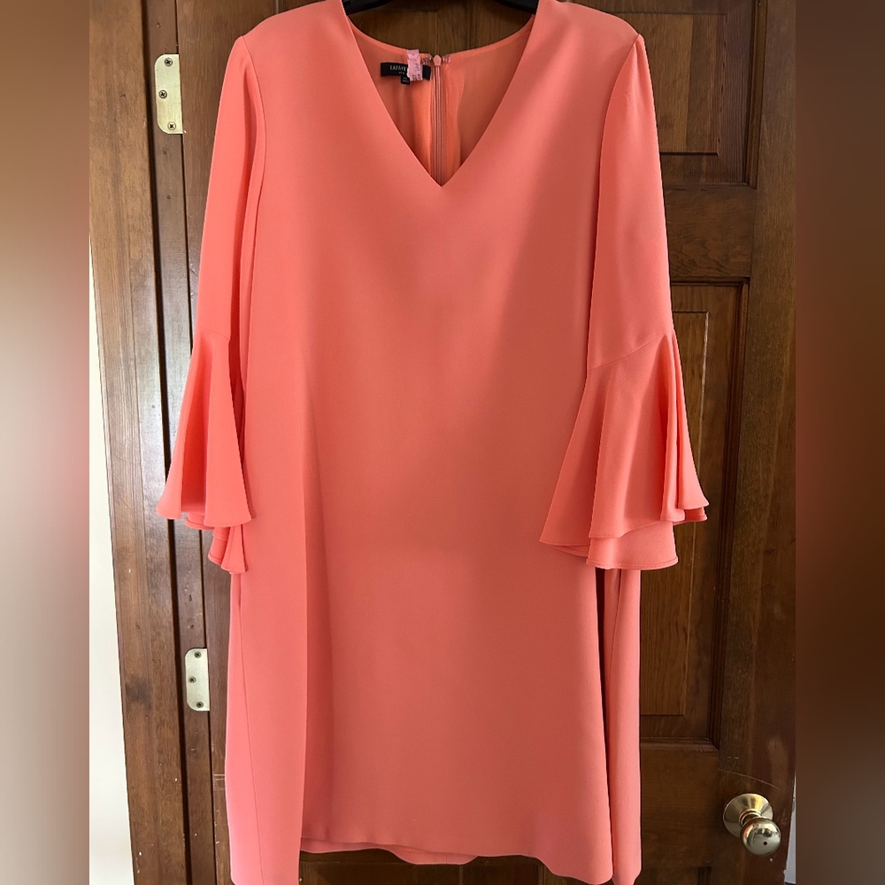 Lafayette 148 Elegant Coral Flare Sleeve Dress